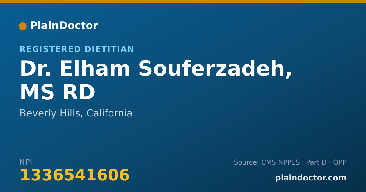 Shareable card for Elham Souferzadeh, MS RD - Registered Dietitian, Beverly Hills, CA