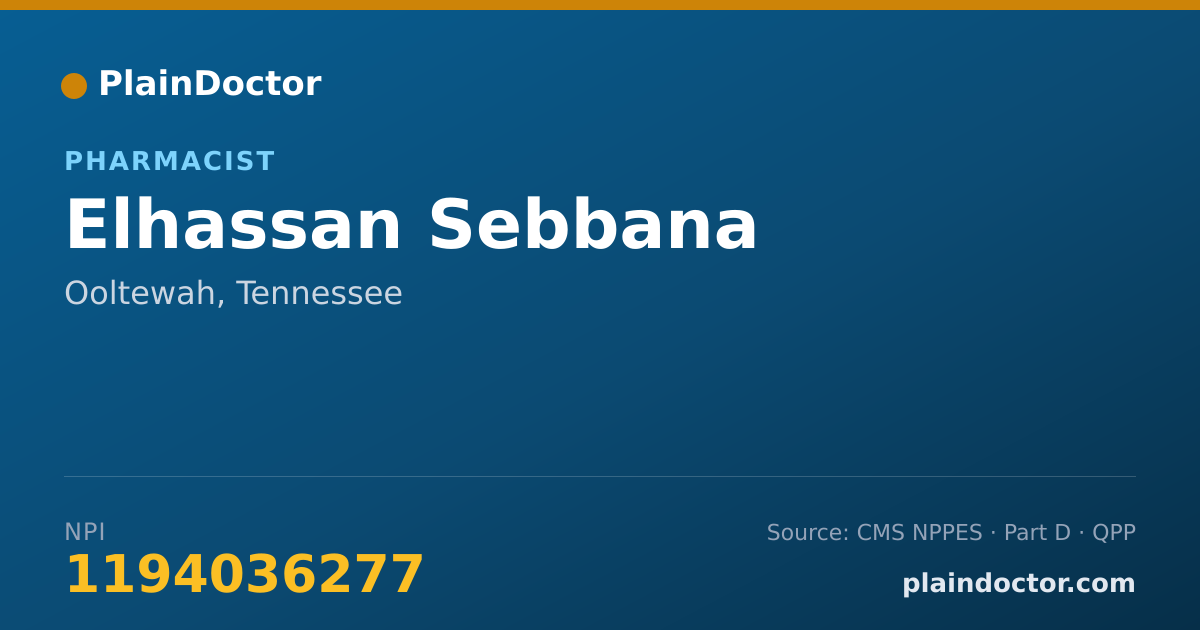 Shareable card for Elhassan Sebbana - Pharmacist, Ooltewah, TN