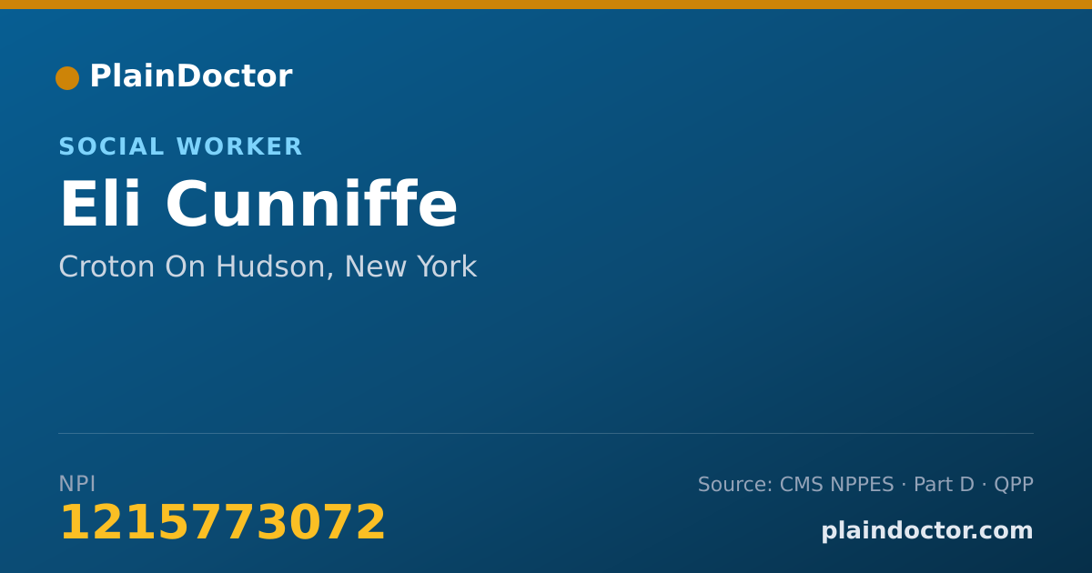 Shareable card for Eli Cunniffe - Social Worker, Croton On Hudson, NY