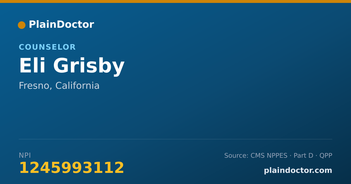 Shareable card for Eli Grisby - Counselor, Fresno, CA