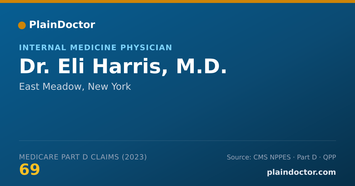 Shareable card for Eli Harris, M.D. - Internal Medicine Physician, East Meadow, NY