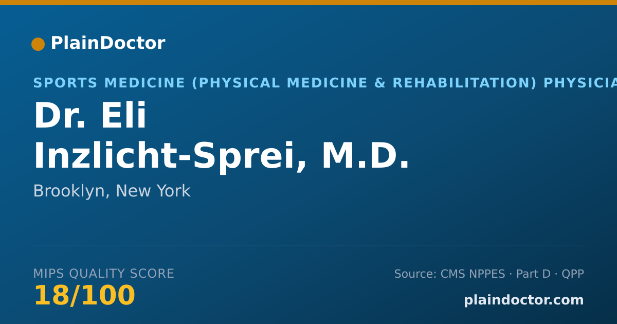 Shareable card for Eli Inzlicht-Sprei, M.D. - Sports Medicine (Physical Medicine & Rehabilitation) Physician, Brooklyn, NY