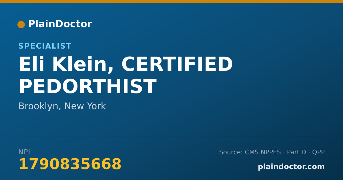 Shareable card for Eli Klein, CERTIFIED PEDORTHIST - Specialist, Brooklyn, NY