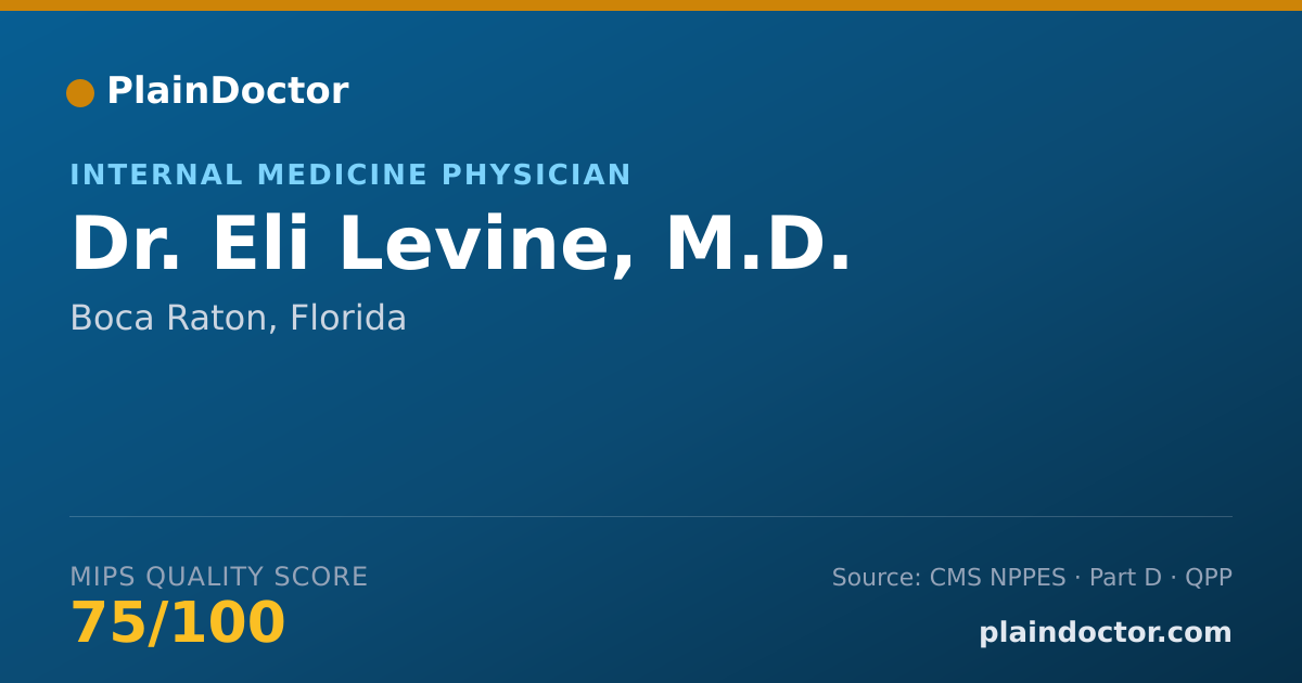 Shareable card for Eli Levine, M.D. - Internal Medicine Physician, Boca Raton, FL