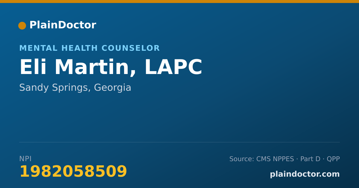 Shareable card for Eli Martin, LAPC - Mental Health Counselor, Sandy Springs, GA