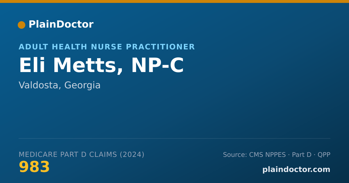 Shareable card for Eli Metts, NP-C - Adult Health Nurse Practitioner, Valdosta, GA