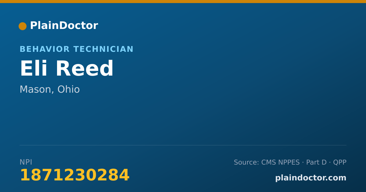 Shareable card for Eli Reed - Behavior Technician, Mason, OH