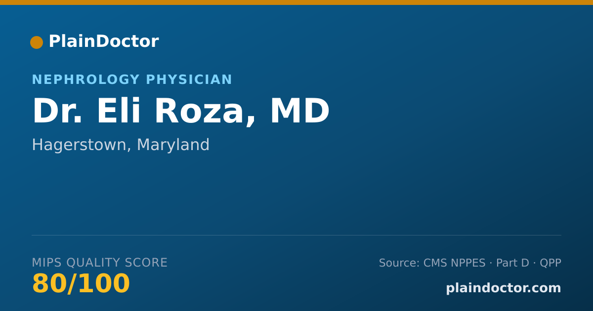 Shareable card for Eli Roza, MD - Nephrology Physician, Hagerstown, MD