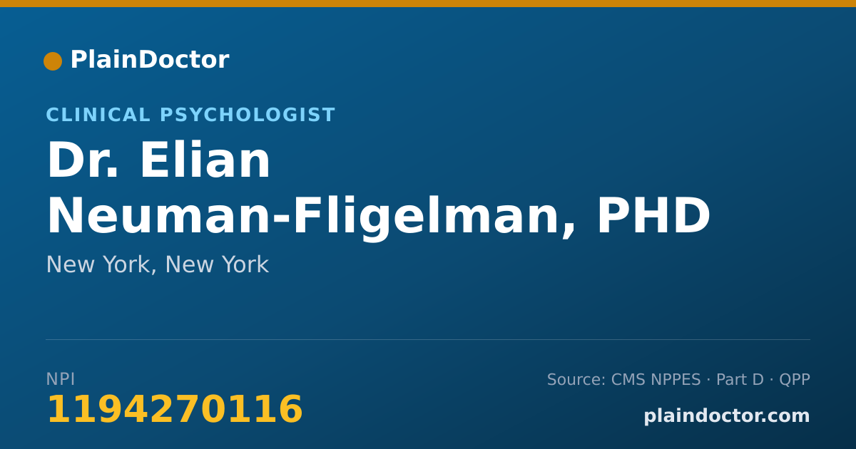Shareable card for Elian Neuman-Fligelman, PHD - Clinical Psychologist, New York, NY