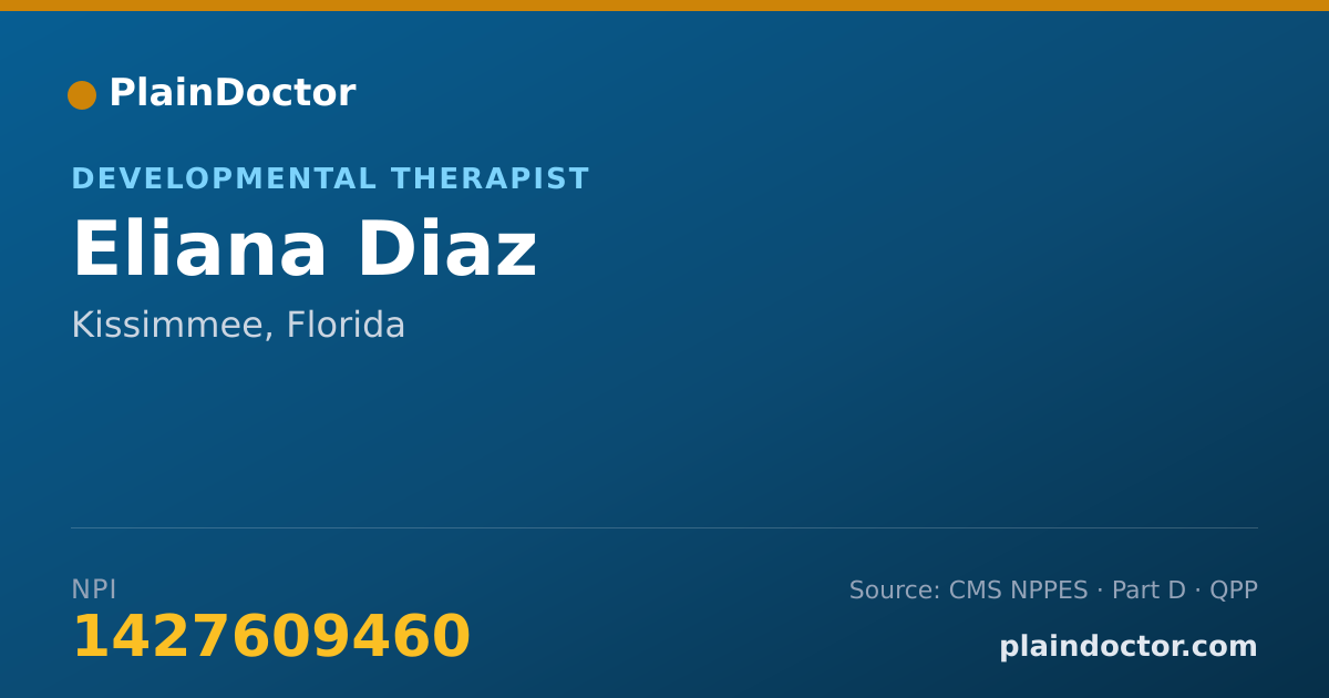 Shareable card for Eliana Diaz - Developmental Therapist, Kissimmee, FL