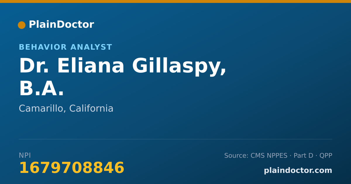 Shareable card for Eliana Gillaspy, B.A. - Behavior Analyst, Camarillo, CA