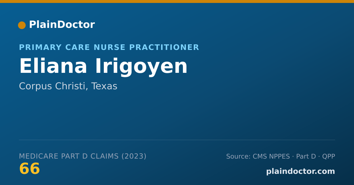 Shareable card for Eliana Irigoyen - Primary Care Nurse Practitioner, Corpus Christi, TX