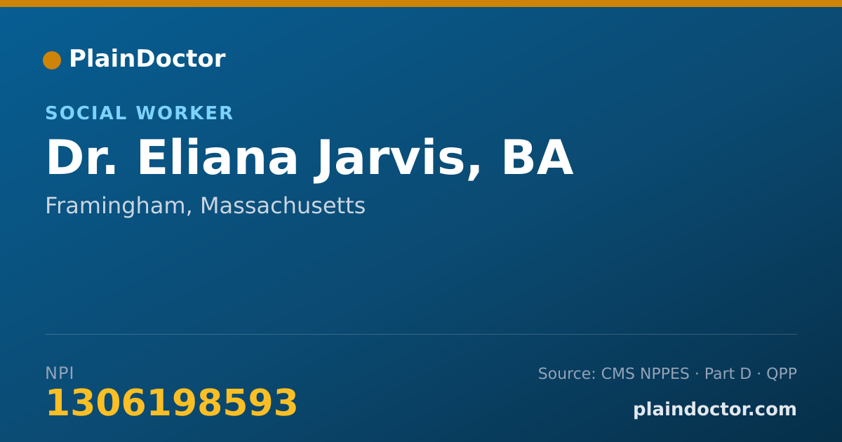 Shareable card for Eliana Jarvis, BA - Social Worker, Framingham, MA