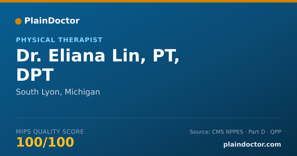 Shareable card for Eliana Lin, PT, DPT - Physical Therapist, South Lyon, MI