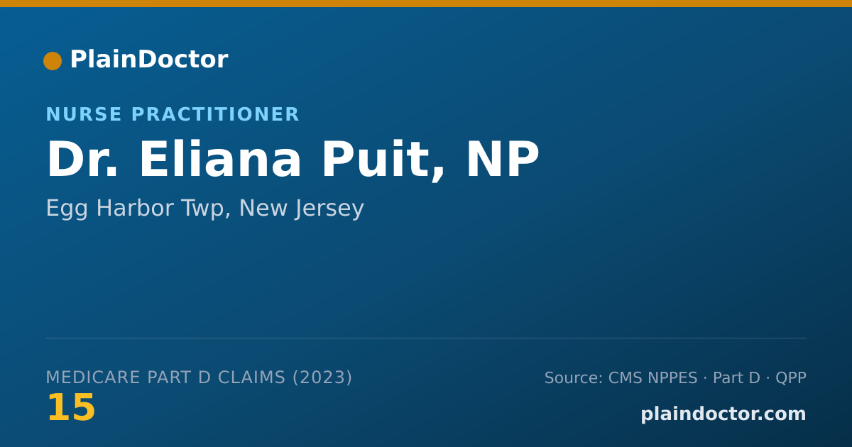 Shareable card for Eliana Puit, NP - Nurse Practitioner, Egg Harbor Twp, NJ