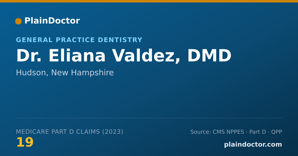 Shareable card for Eliana Valdez, DMD - General Practice Dentistry, Hudson, NH