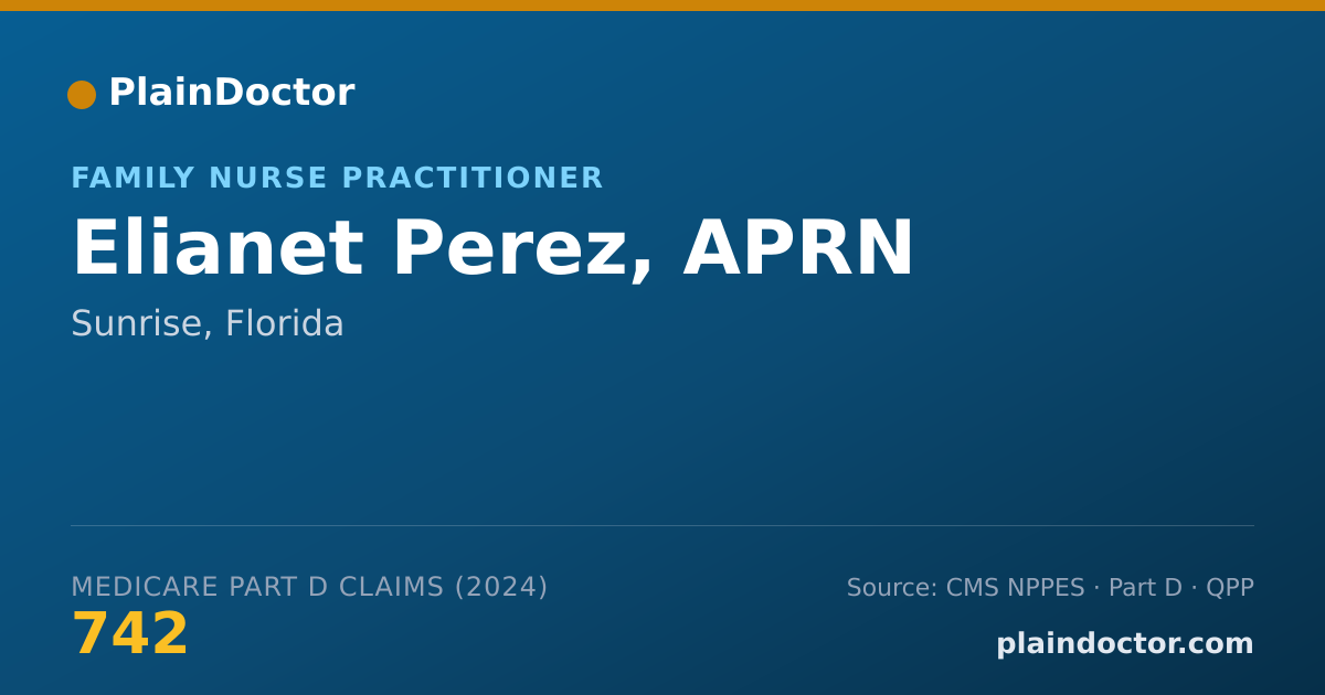 Shareable card for Elianet Perez, APRN - Family Nurse Practitioner, Sunrise, FL