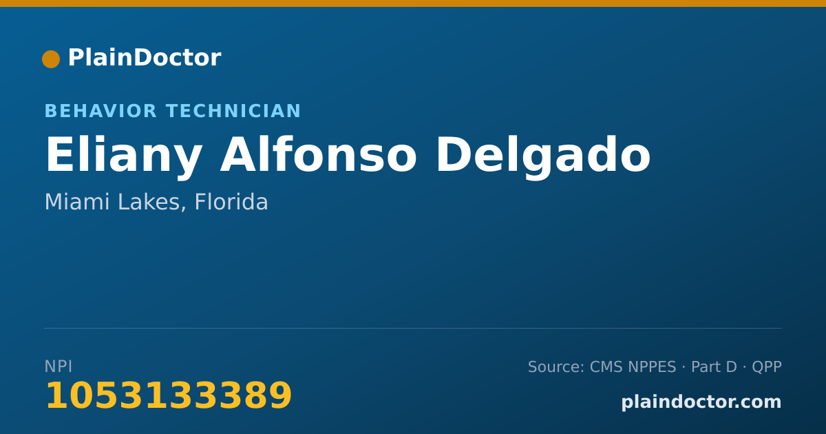 Shareable card for Eliany Alfonso Delgado - Behavior Technician, Miami Lakes, FL