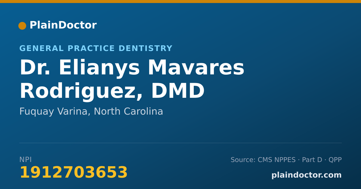 Shareable card for Elianys Mavares Rodriguez, DMD - General Practice Dentistry, Fuquay Varina, NC