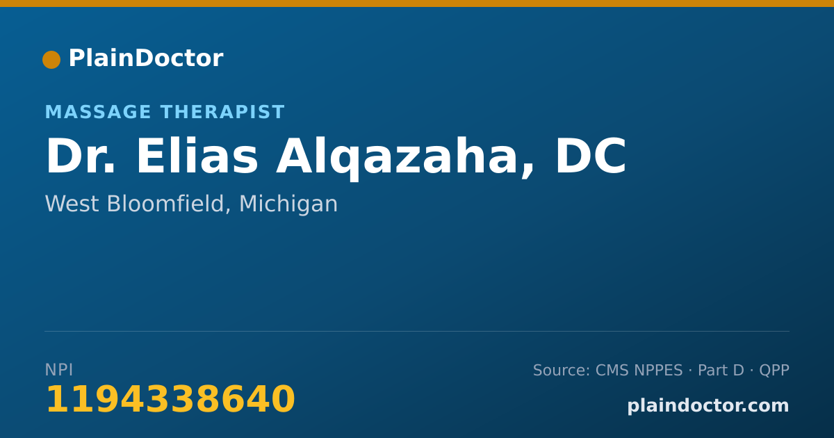 Shareable card for Elias Alqazaha, DC - Massage Therapist, West Bloomfield, MI