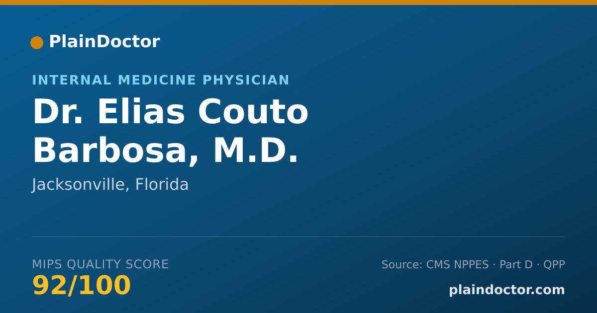 Shareable card for Elias Couto Barbosa, M.D. - Internal Medicine Physician, Jacksonville, FL