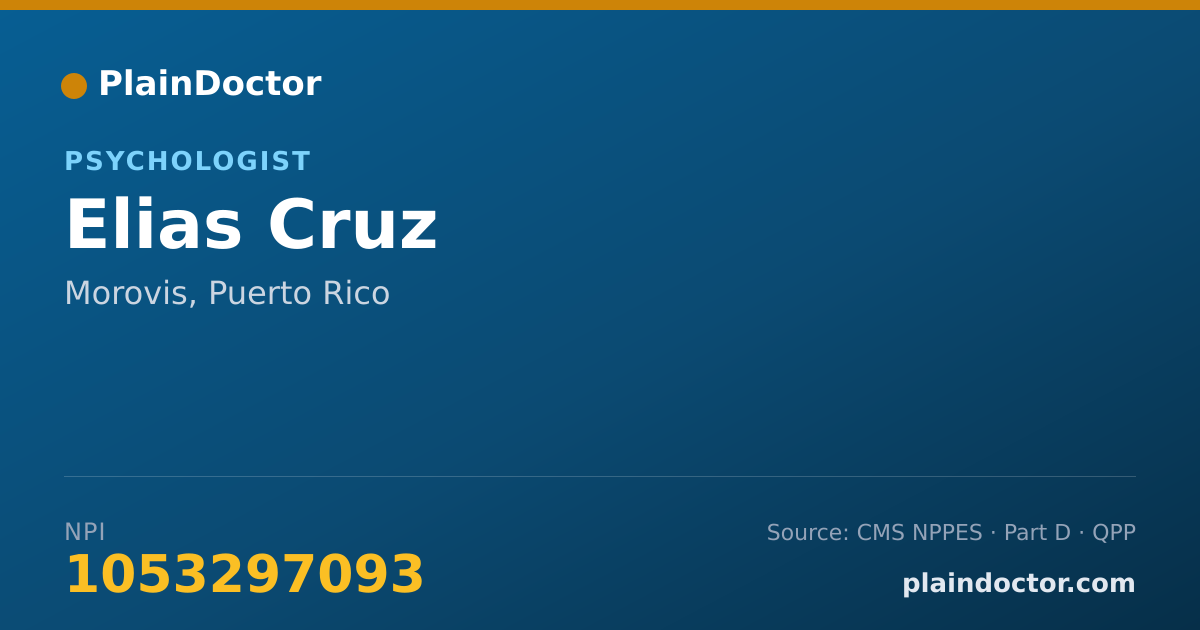 Shareable card for Elias Cruz - Psychologist, Morovis, PR
