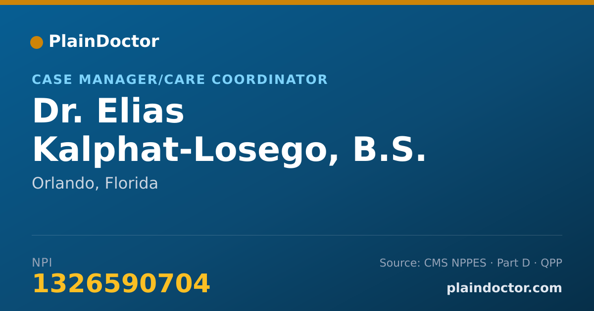 Shareable card for Elias Kalphat-Losego, B.S. - Case Manager/Care Coordinator, Orlando, FL