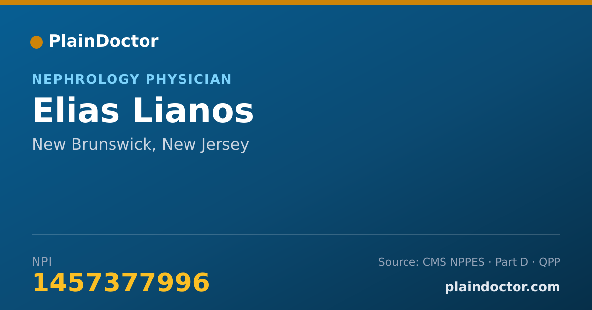 Shareable card for Elias Lianos - Nephrology Physician, New Brunswick, NJ