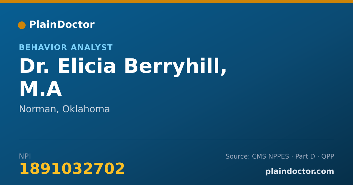 Shareable card for Elicia Berryhill, M.A - Behavior Analyst, Norman, OK