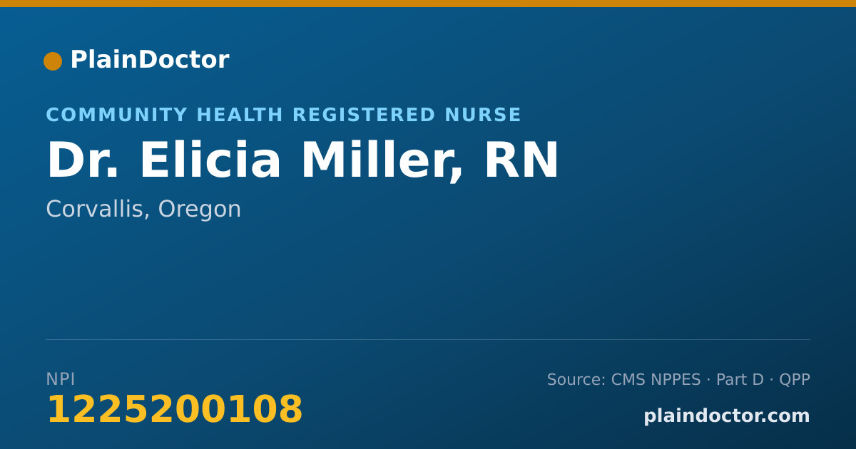 Shareable card for Elicia Miller, RN - Community Health Registered Nurse, Corvallis, OR
