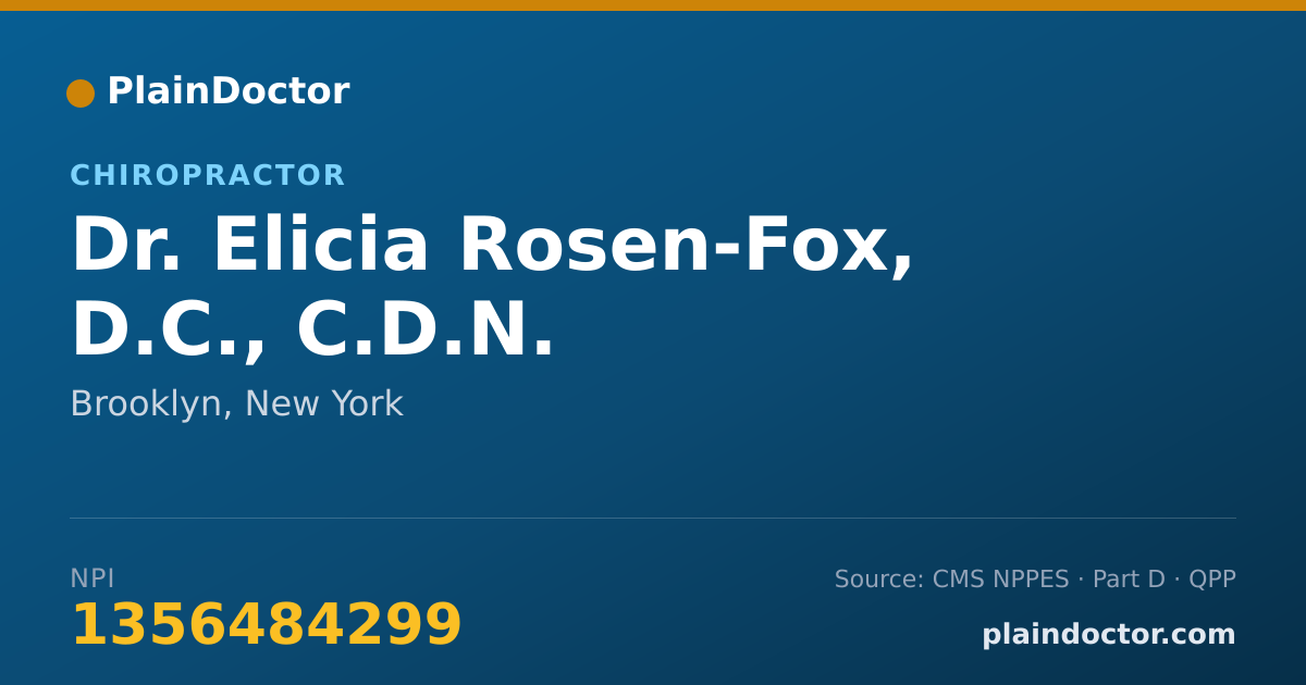 Shareable card for Elicia Rosen-Fox, D.C., C.D.N. - Chiropractor, Brooklyn, NY