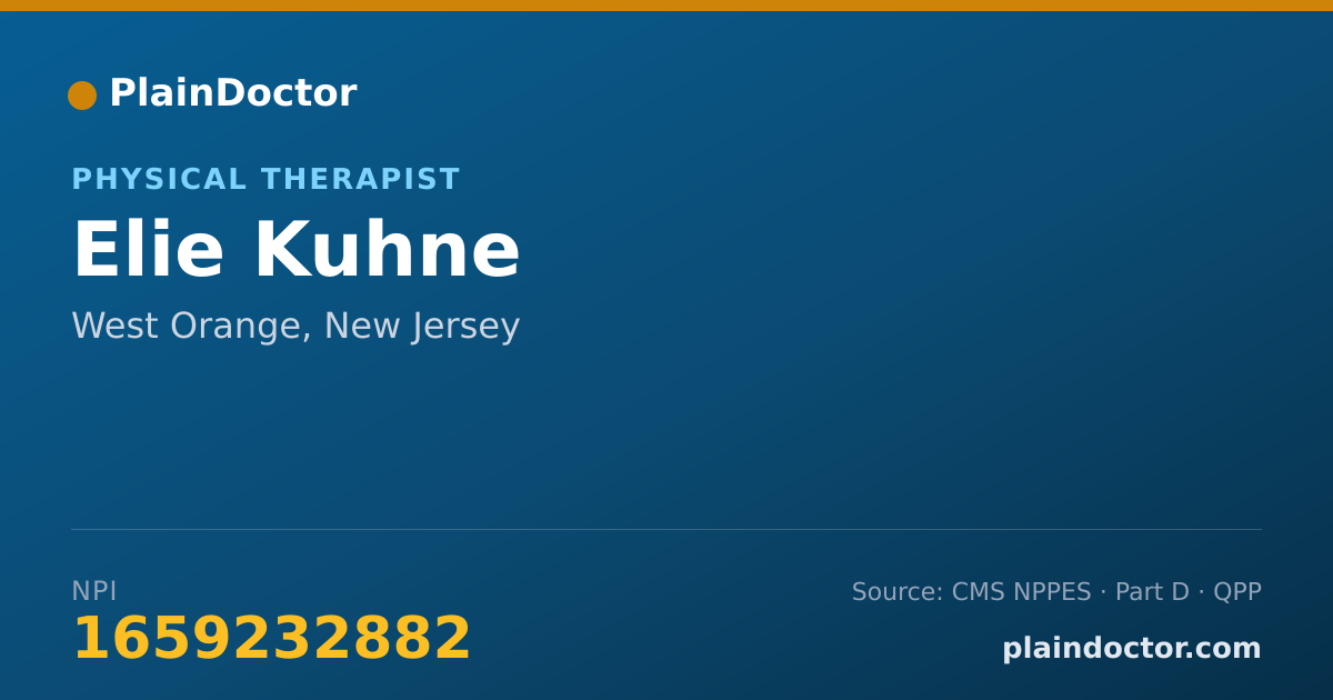 Shareable card for Elie Kuhne - Physical Therapist, West Orange, NJ