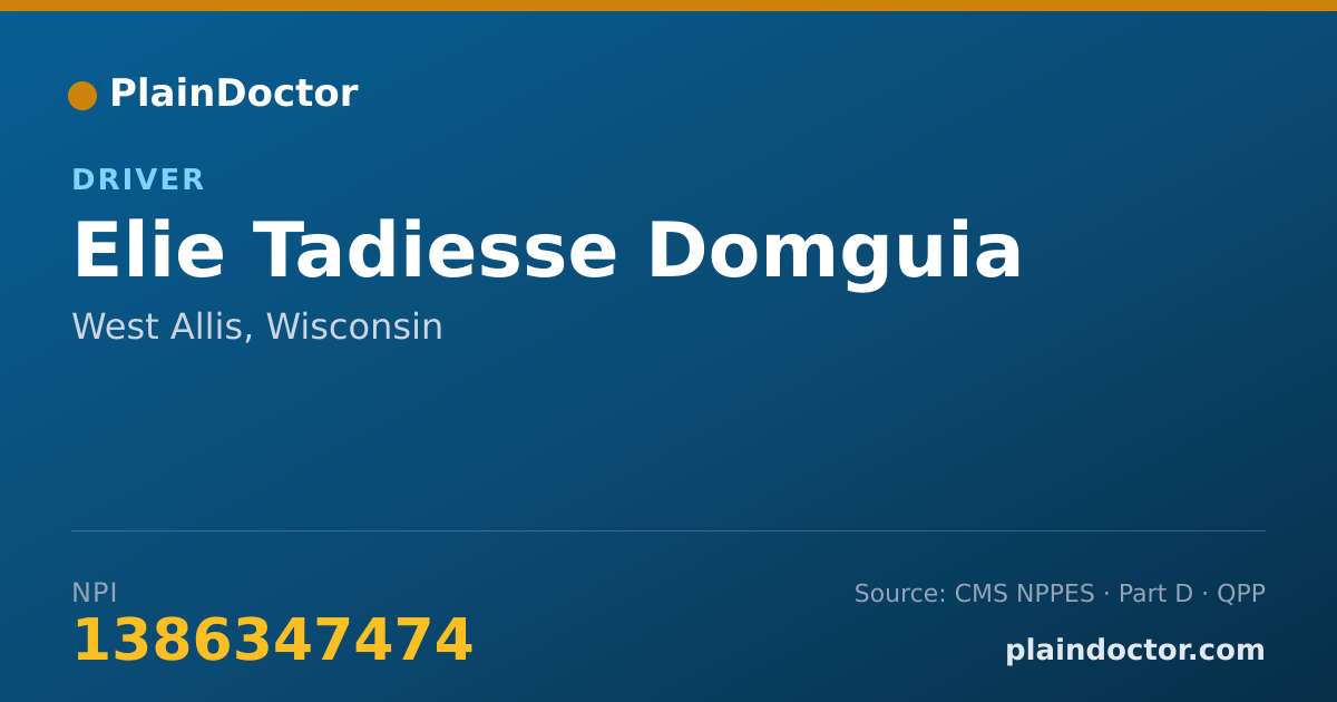 Shareable card for Elie Tadiesse Domguia - Driver, West Allis, WI
