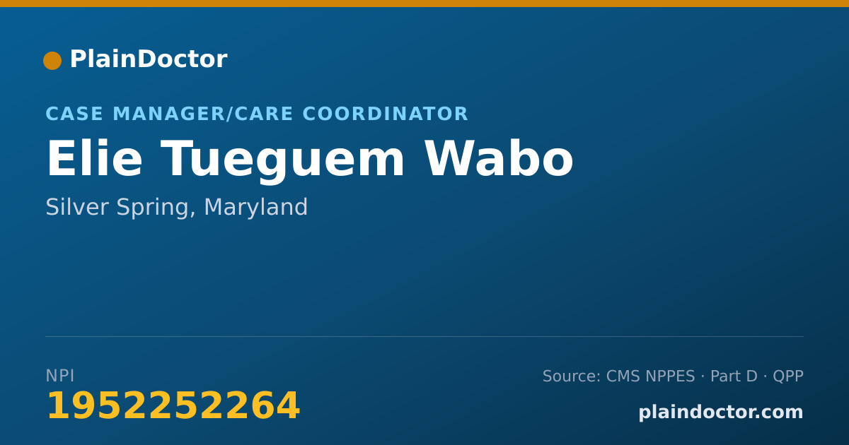 Shareable card for Elie Tueguem Wabo - Case Manager/Care Coordinator, Silver Spring, MD