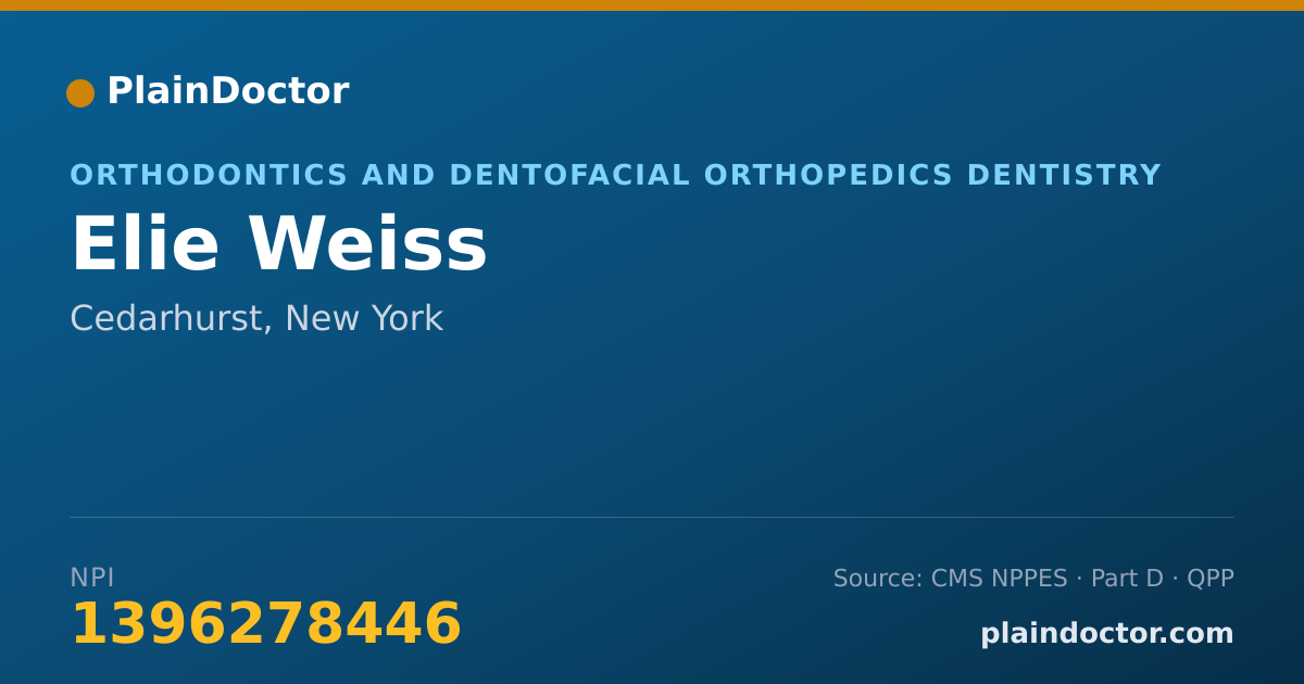 Shareable card for Elie Weiss - Orthodontics and Dentofacial Orthopedics Dentistry, Cedarhurst, NY