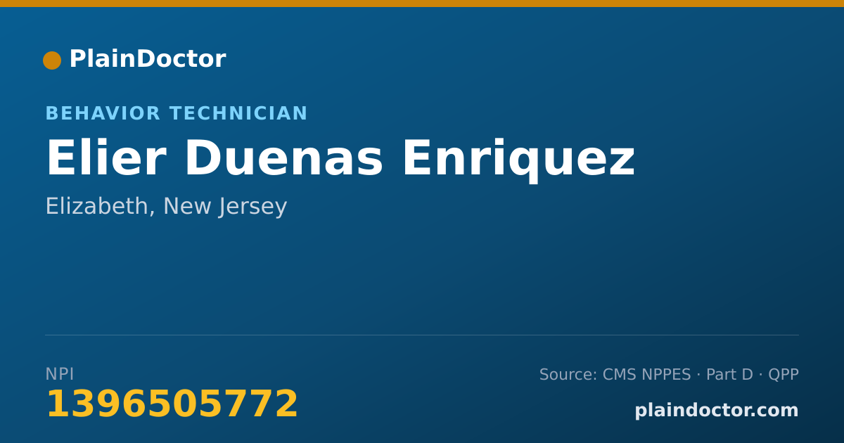 Shareable card for Elier Duenas Enriquez - Behavior Technician, Elizabeth, NJ