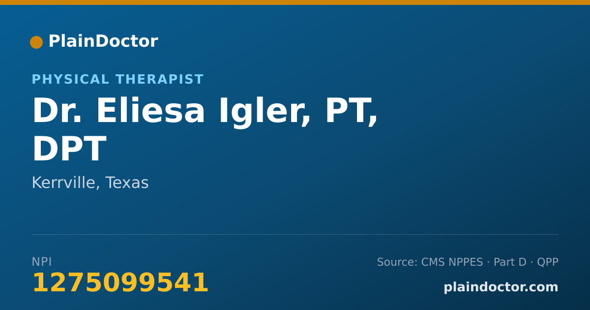 Shareable card for Eliesa Igler, PT, DPT - Physical Therapist, Kerrville, TX