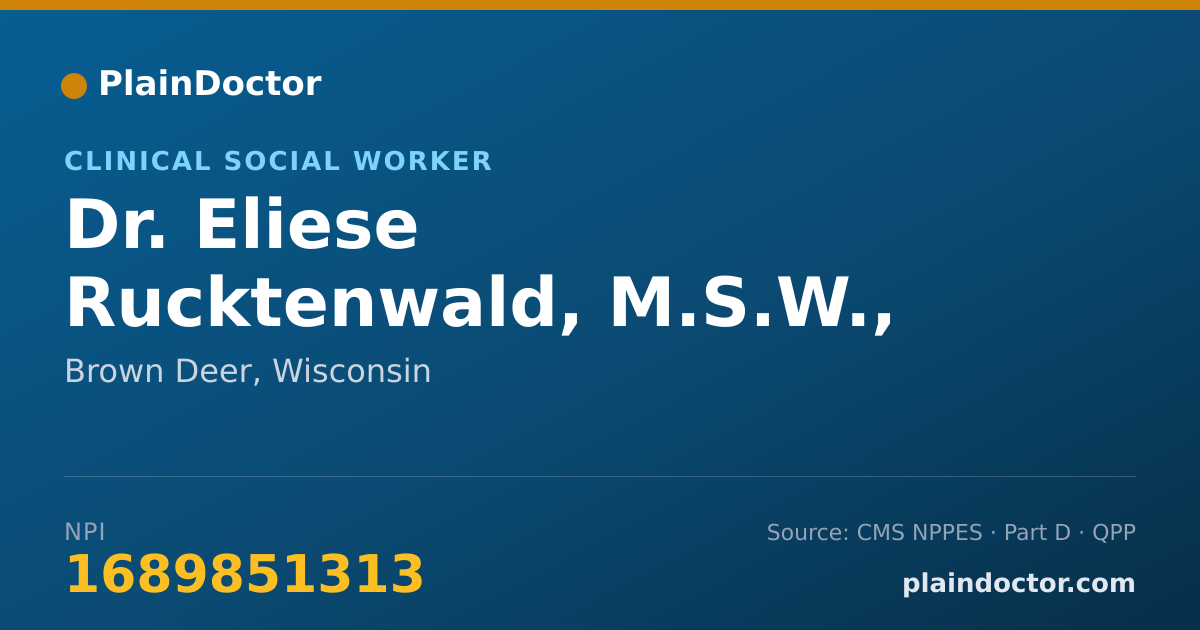 Shareable card for Eliese Rucktenwald, M.S.W., LCSW - Clinical Social Worker, Brown Deer, WI