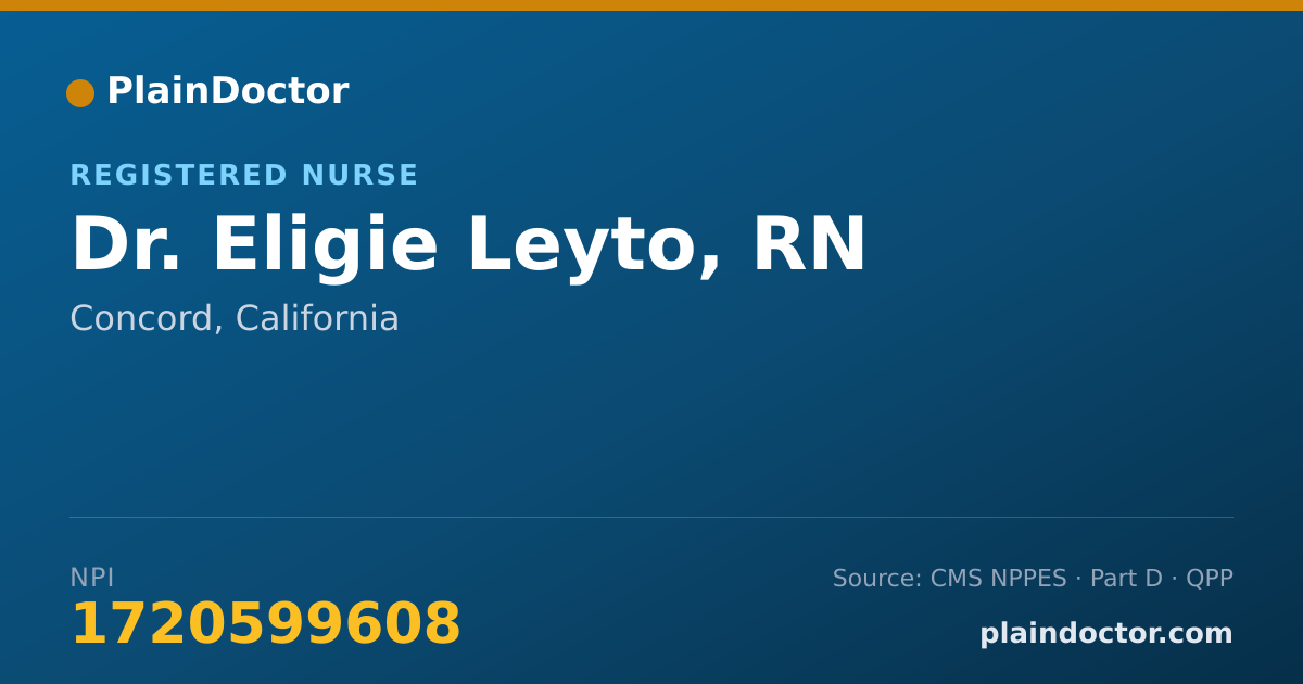 Shareable card for Eligie Leyto, RN - Registered Nurse, Concord, CA