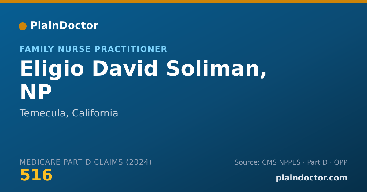 Shareable card for Eligio David Soliman, NP - Family Nurse Practitioner, Temecula, CA