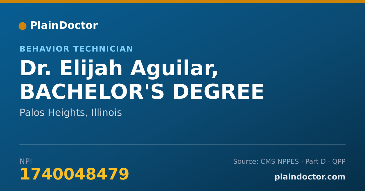 Shareable card for Elijah Aguilar, BACHELOR'S DEGREE - Behavior Technician, Palos Heights, IL