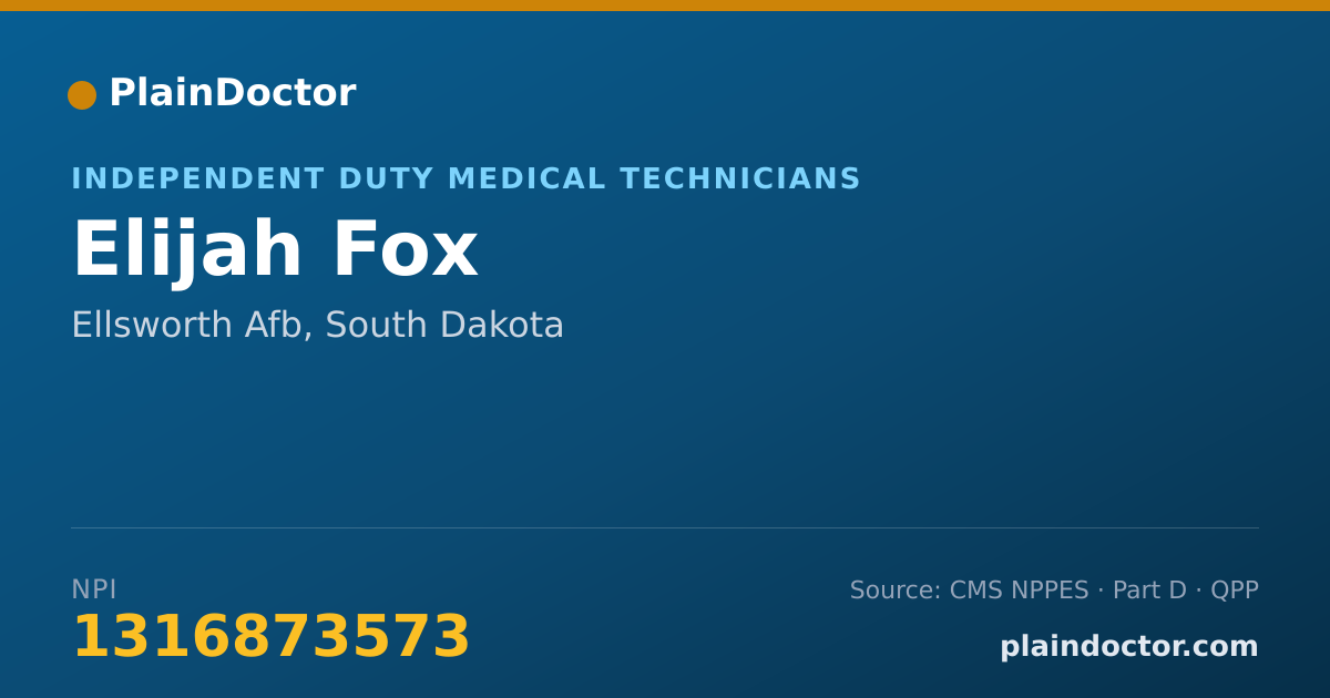 Shareable card for Elijah Fox - Independent Duty Medical Technicians, Ellsworth Afb, SD