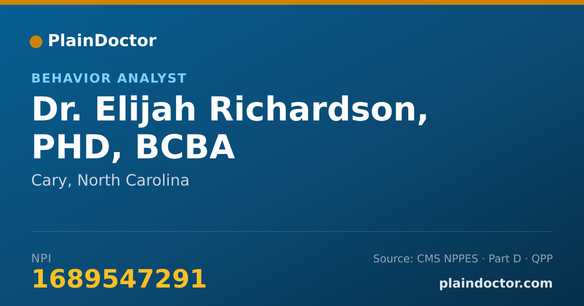 Shareable card for Elijah Richardson, PHD, BCBA - Behavior Analyst, Cary, NC