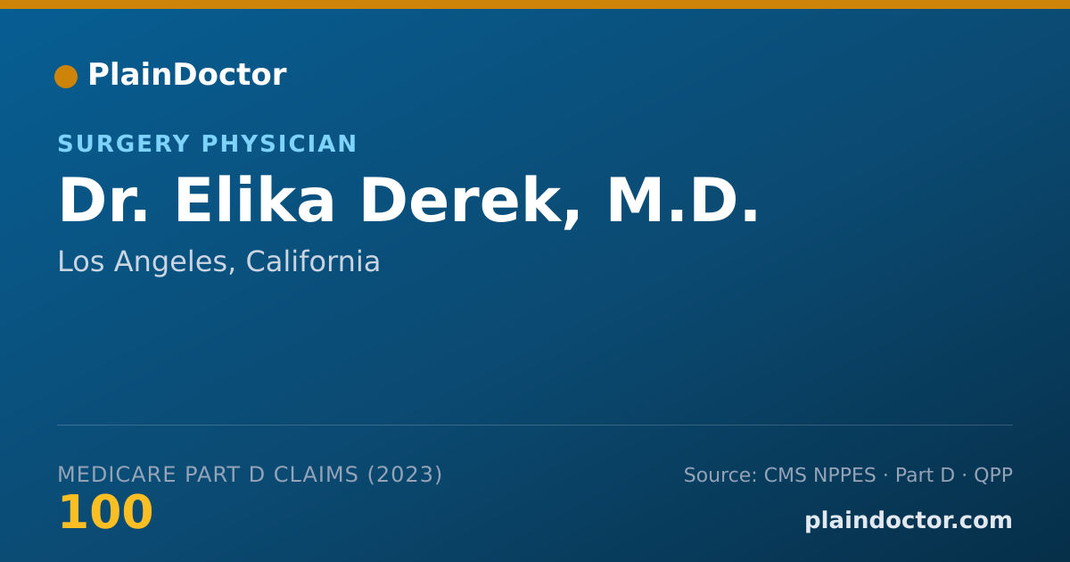 Shareable card for Elika Derek, M.D. - Surgery Physician, Los Angeles, CA