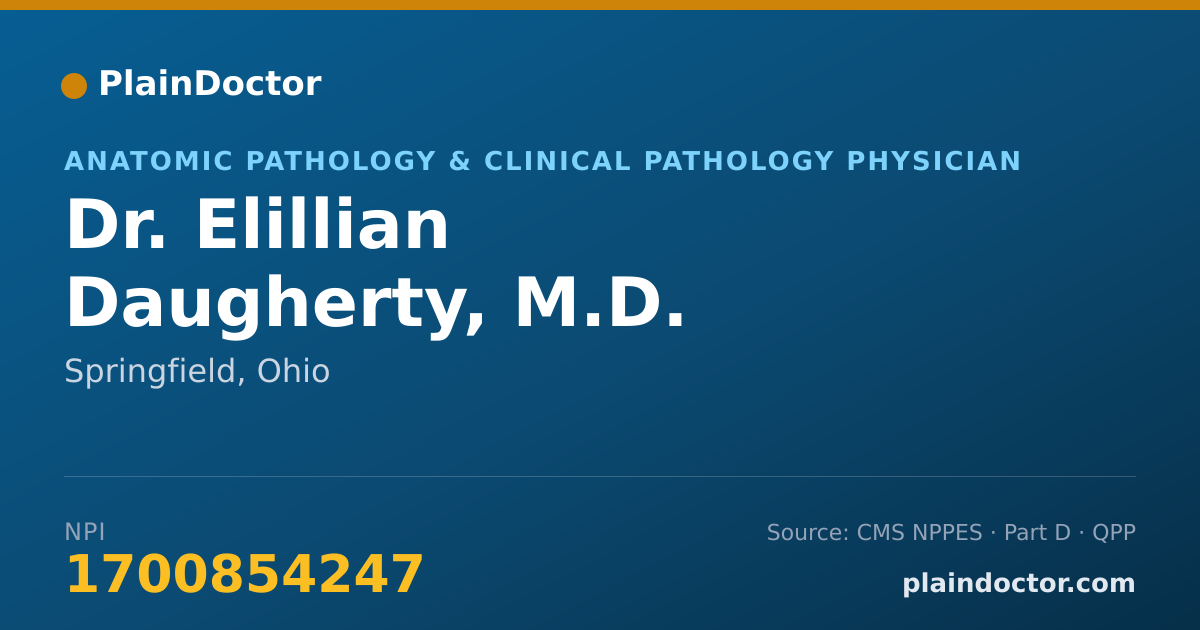 Shareable card for Elillian Daugherty, M.D. - Anatomic Pathology & Clinical Pathology Physician, Springfield, OH
