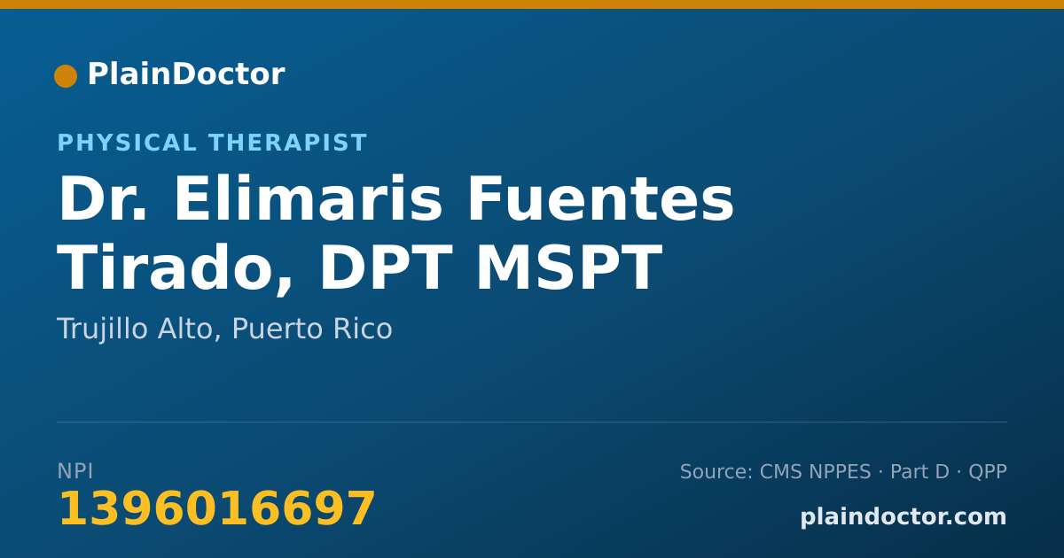 Shareable card for Elimaris Fuentes Tirado, DPT MSPT - Physical Therapist, Trujillo Alto, PR