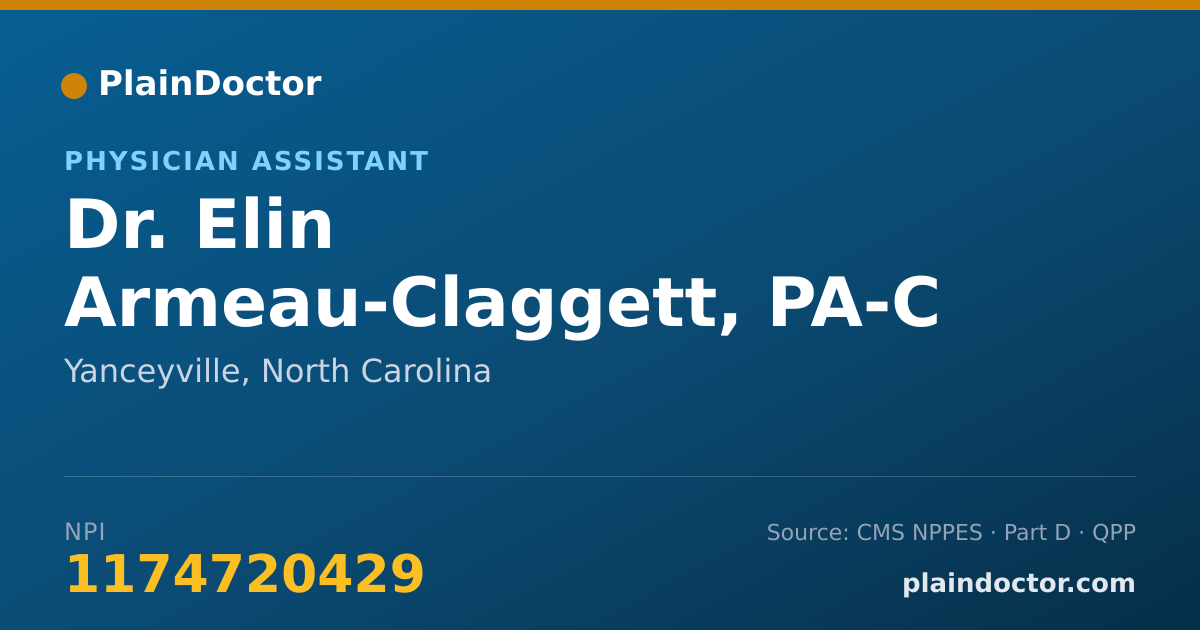 Shareable card for Elin Armeau-Claggett, PA-C - Physician Assistant, Yanceyville, NC