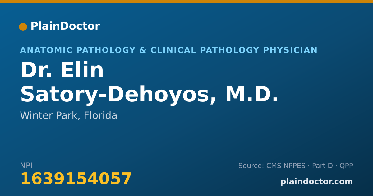 Shareable card for Elin Satory-Dehoyos, M.D. - Anatomic Pathology & Clinical Pathology Physician, Winter Park, FL