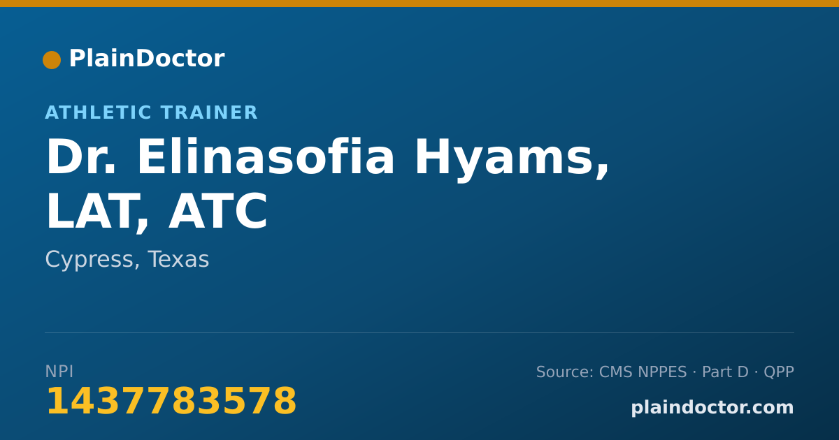 Shareable card for Elinasofia Hyams, LAT, ATC - Athletic Trainer, Cypress, TX