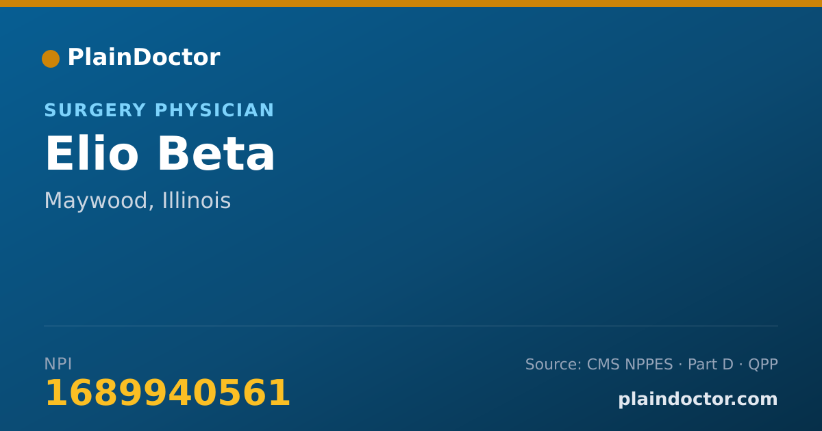 Shareable card for Elio Beta - Surgery Physician, Maywood, IL
